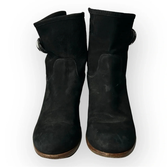 Frye Ricki Ring Fold Black Soft Leather Bootie 6.5 - Picture 4 of 10